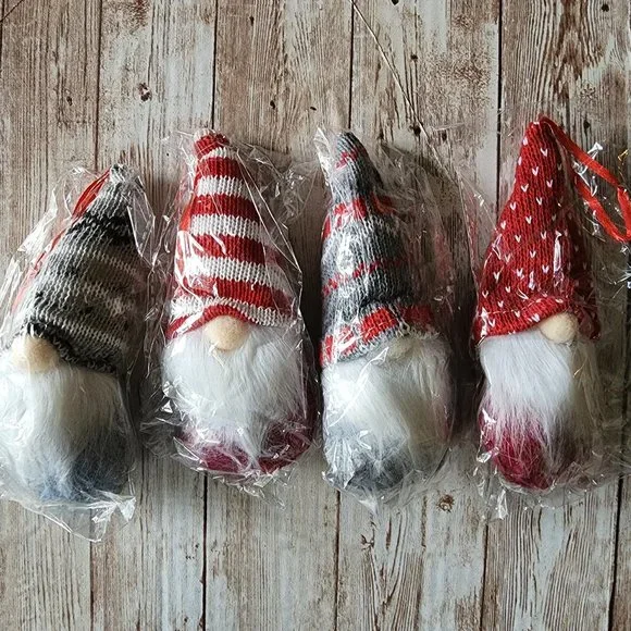 Set of Four Christmas Gnome Plush Ornaments - Picture 1 of 4